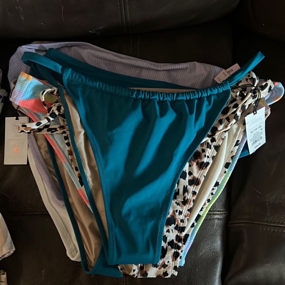Women’s Tunneled Ultra High Leg Bikini Bottom Teal Blue Size XL NWT
